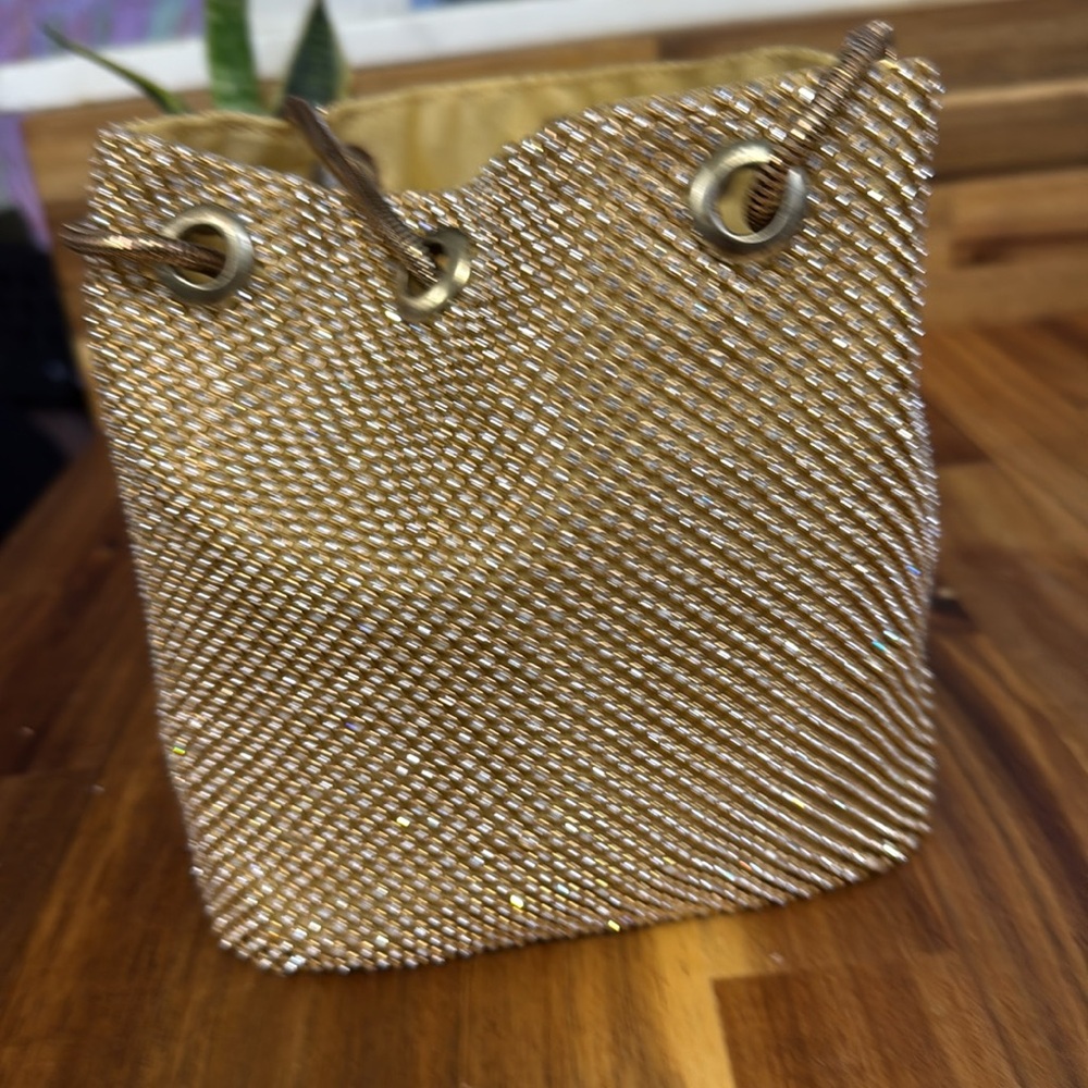 Rhinestone Flash Bucket Clutch Bag NWT